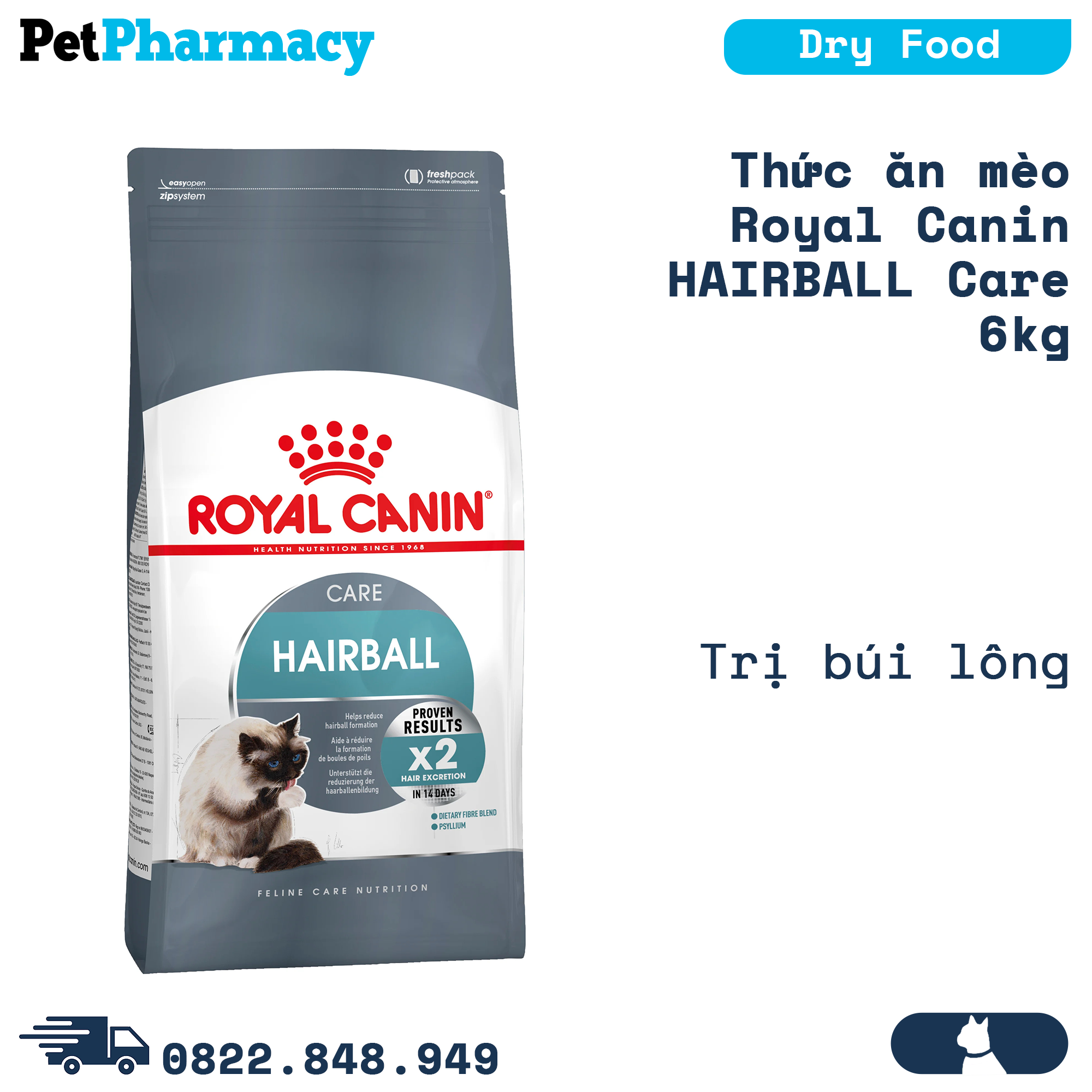 Thức ăn mèo Royal Canin HAIRBALL Care 6kg - Trị búi lông Petpharmacy
