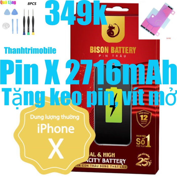Pin x bison dung lượng 2716mah