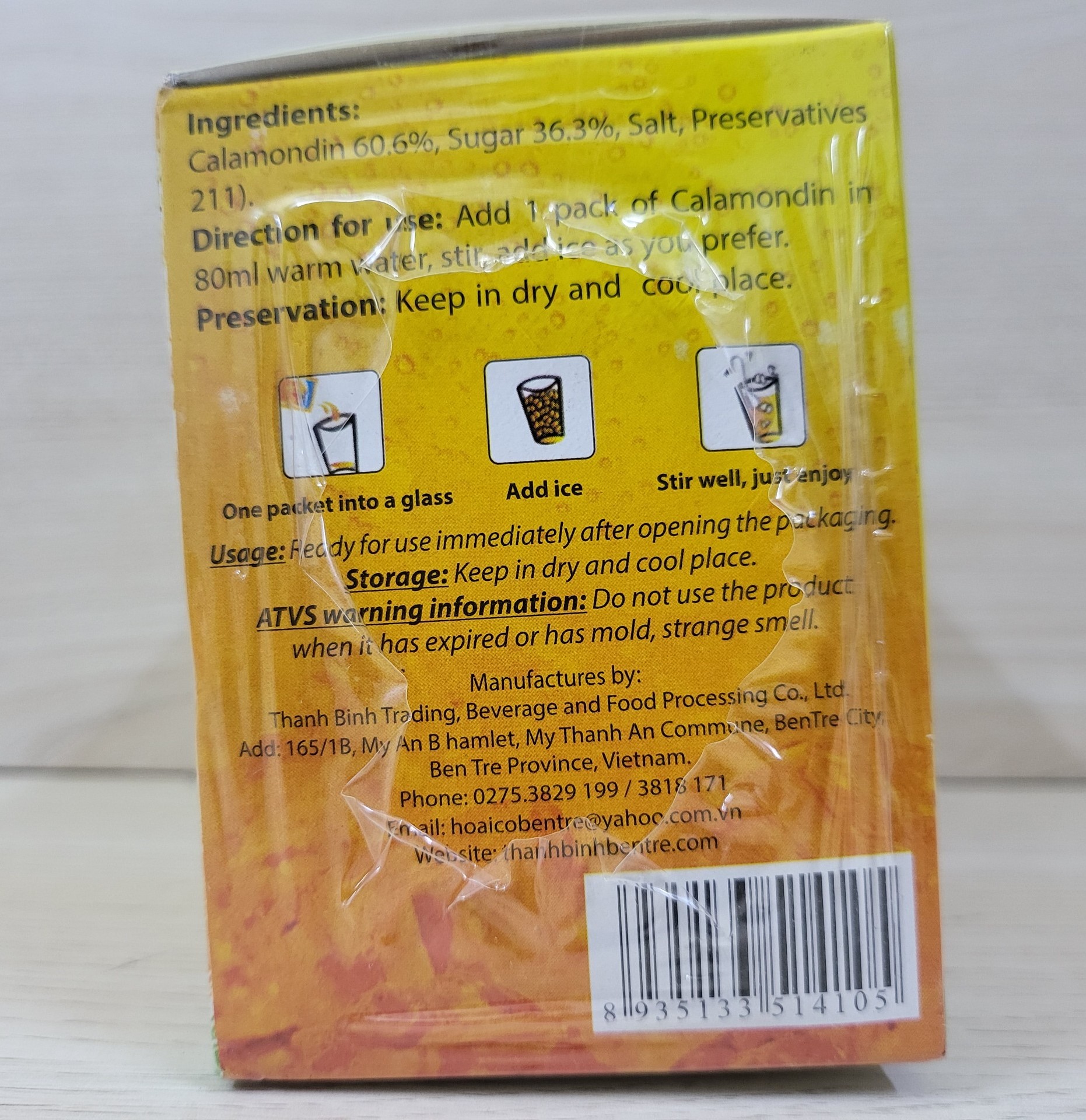 (TẮC HỘP GIẤY 900g / 18 gói) TẮC XÍ MUỘI GIẢI KHÁT THANH BÌNH Calamondin