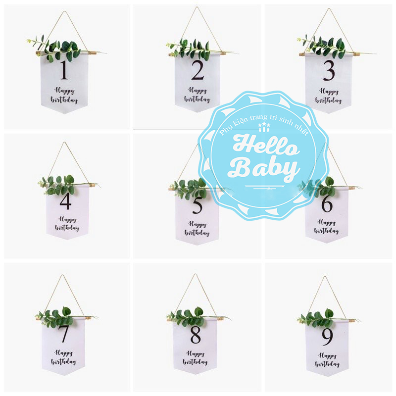 Cờ Happy Birthday số lá trang trí sinh nhật cho bé - HelloBaby