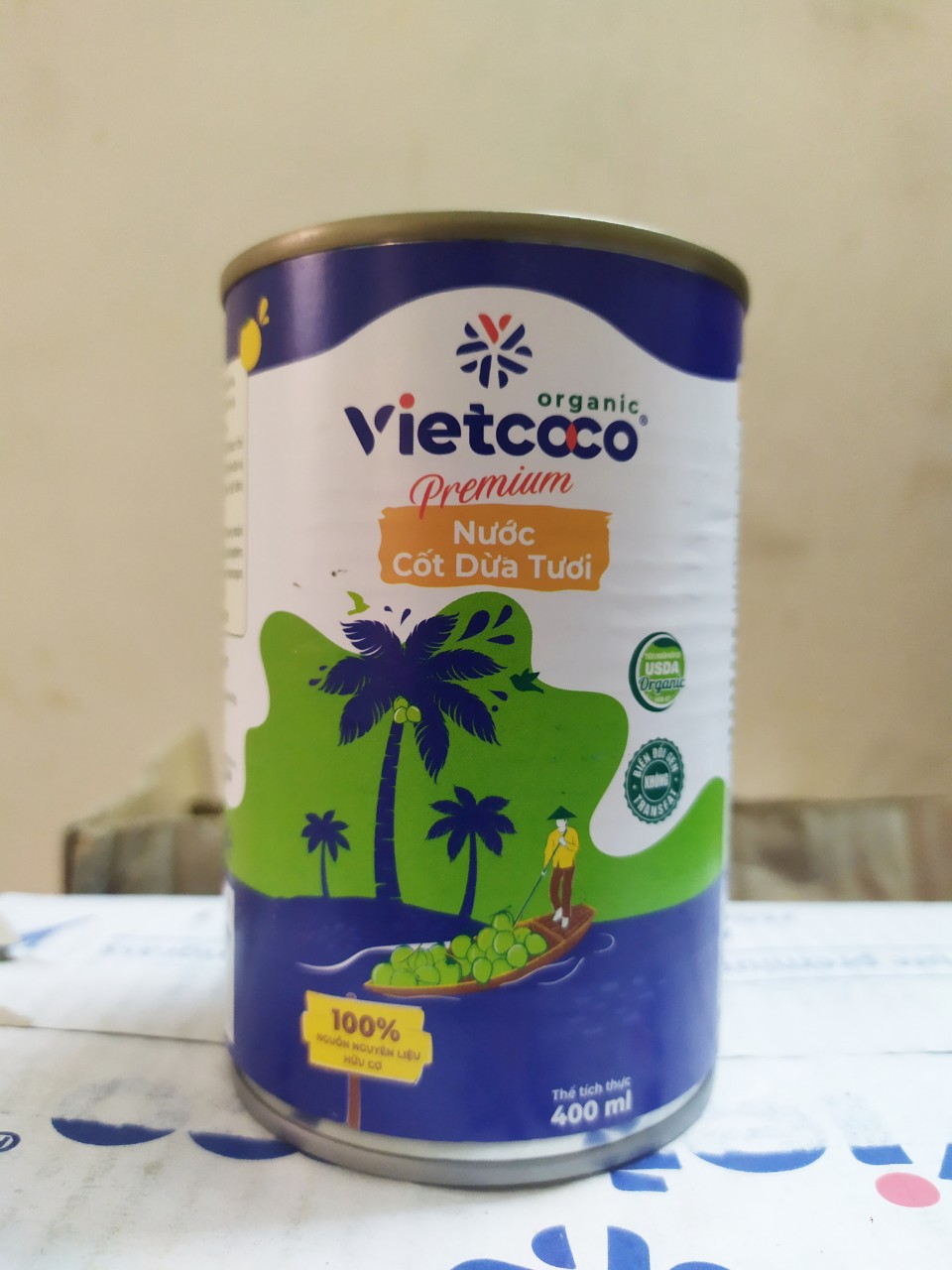 Nước Cốt Dừa Organic Vietcoco lon 400g 100% Hữu Cơ