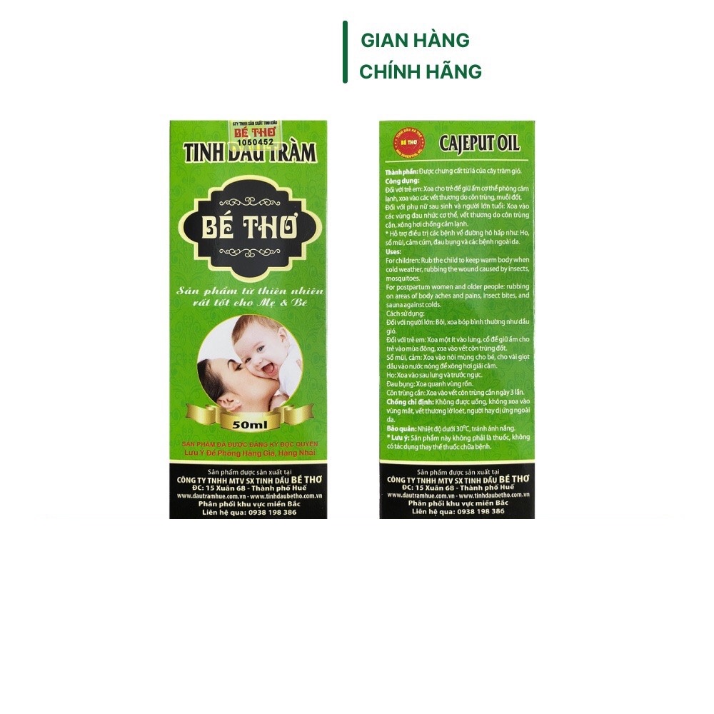 Tinh Dầu Tràm bé Thơ 50ml - 100ml ( có tem chính hãng cty Bé Thơ)