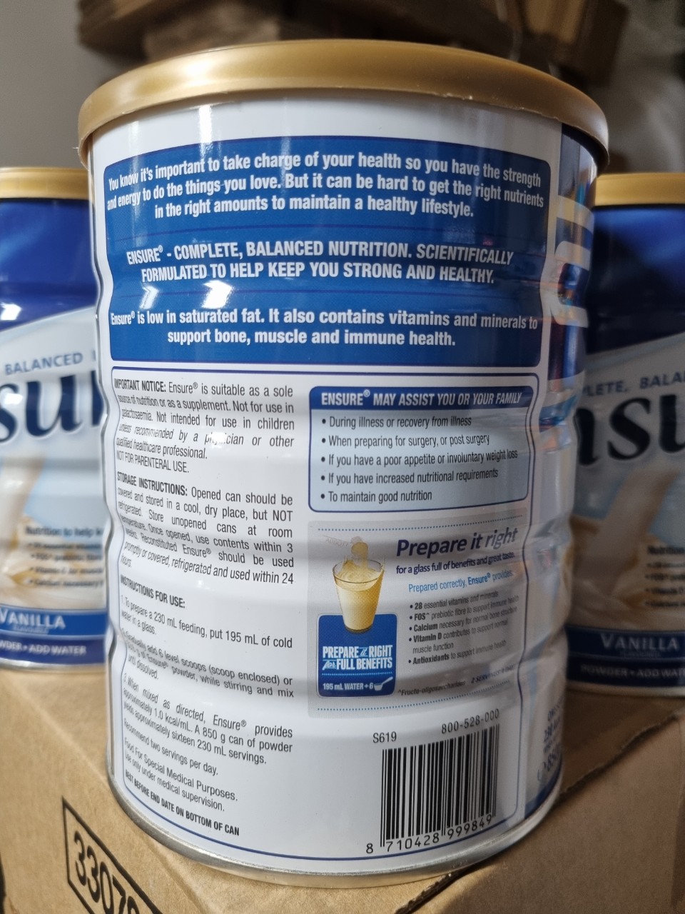 SỮA BỘT VANILLA ABBOTT ENSURE 850G - ÚC