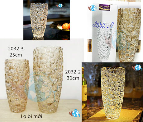 [HCM]COMBO 2 bình bông lọ hoa thủy tinh Bi mới MÀU VÀNG cao cấp gồm 1 bình bông 30cm và 1 bình bông 25 cm lọ hoa trang trí MÀU VÀNG dày chất lượng