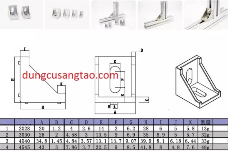 Ke góc nhôm định hình 2020