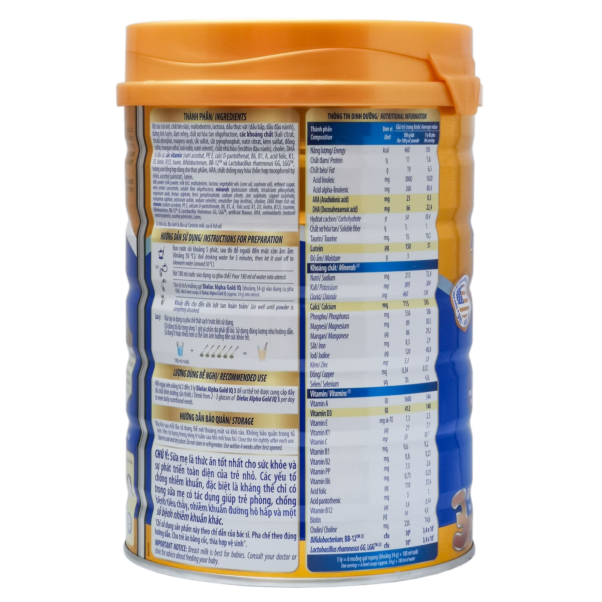 SỮA BỘT DIELAC ALPHA GOLD 3 850G