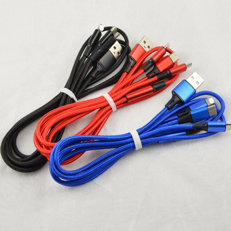 Cáp sạc 3 đầu dây dù Lightning Type C Micro Usb Iphone - Cáp sạc iphone bọc dù