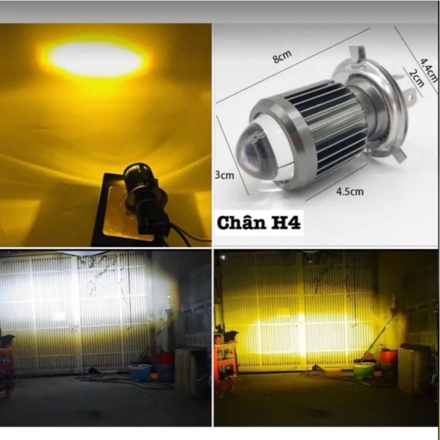 Đèn Pha LED H4 Bi cầu Sáng 2 Màu Mẫu Mới