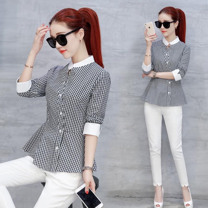 [HCM]Áo kiểu sọc caro peplum
