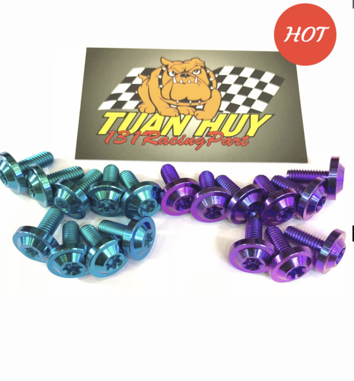 ( 5 ốc ) Ốc TITAN GR5 6li10 6li15 6li20 dù to titanium gắn dàn áo honda  bửng  baga   nắp nồi trước tay ga