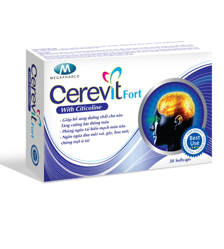 Hoạt Huyết Dưỡng Não Cerevit Fort - Phòng Ngừa Tai Biến Mạch Máu Não - Hết Đau Đầu Hoa Mắt Chóng Mặt Ù Tai - Hộp 30 Viên