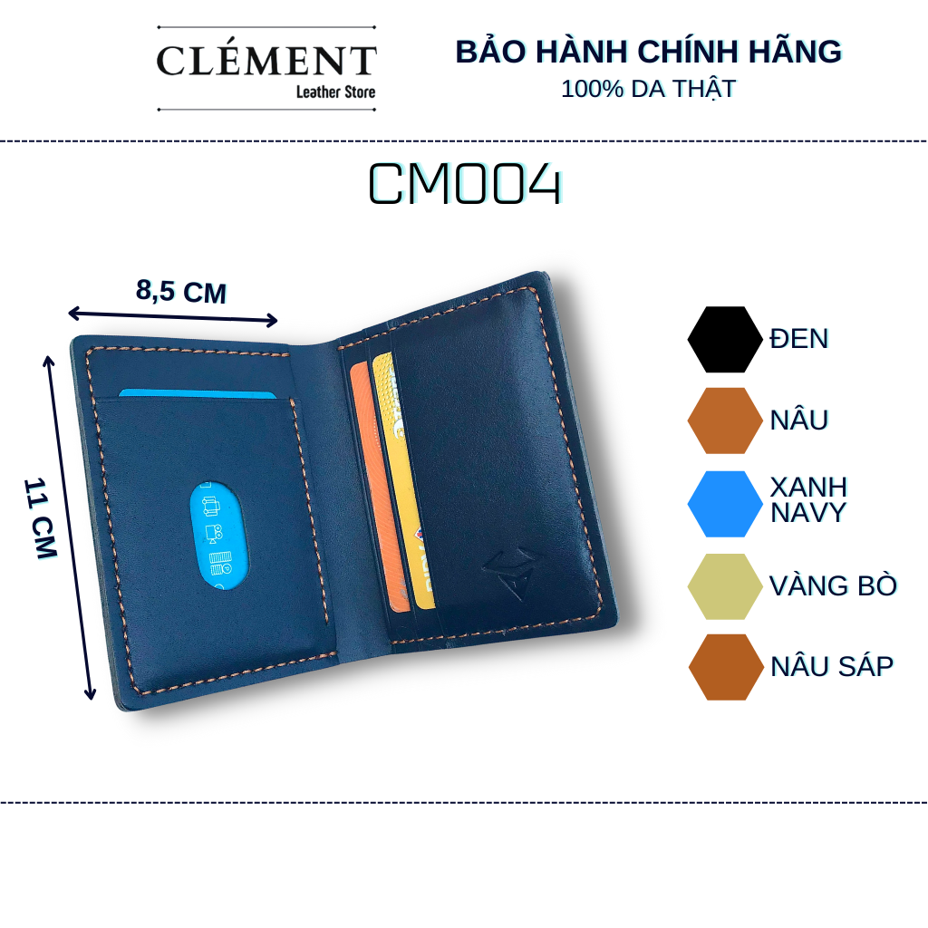 [DA BÒ THẬT] Ví da thời trang Clément kiểu đứng – CM004 - BH 12 tháng - Full box