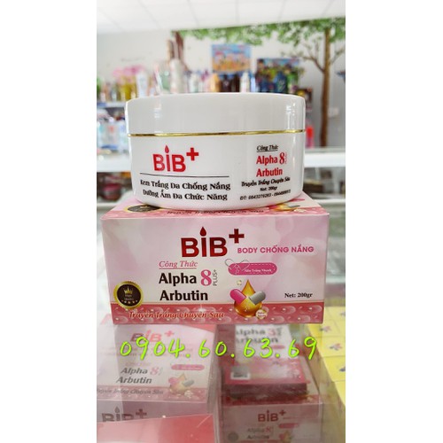 Kem body Trắng Da Chống Nắng Dưỡng Ẩm Đa Chức Năng BIB 200gr Truyền trắng chuyên sâu