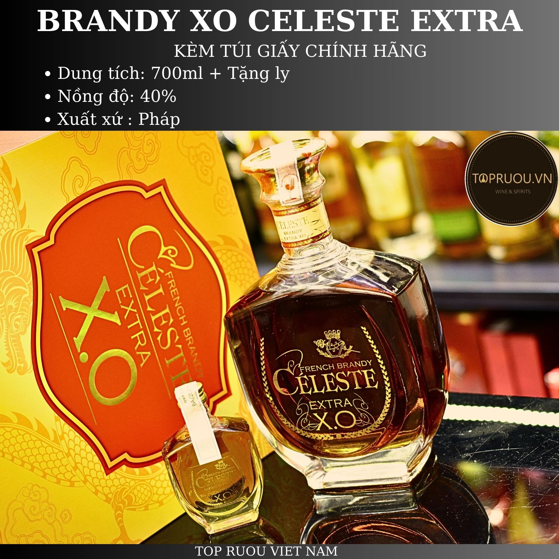 [TopRuouVietNam] Rượu Brandy Xo Janus D'or Gold - Celeste - Deluz 700ml [Hàng Thật]