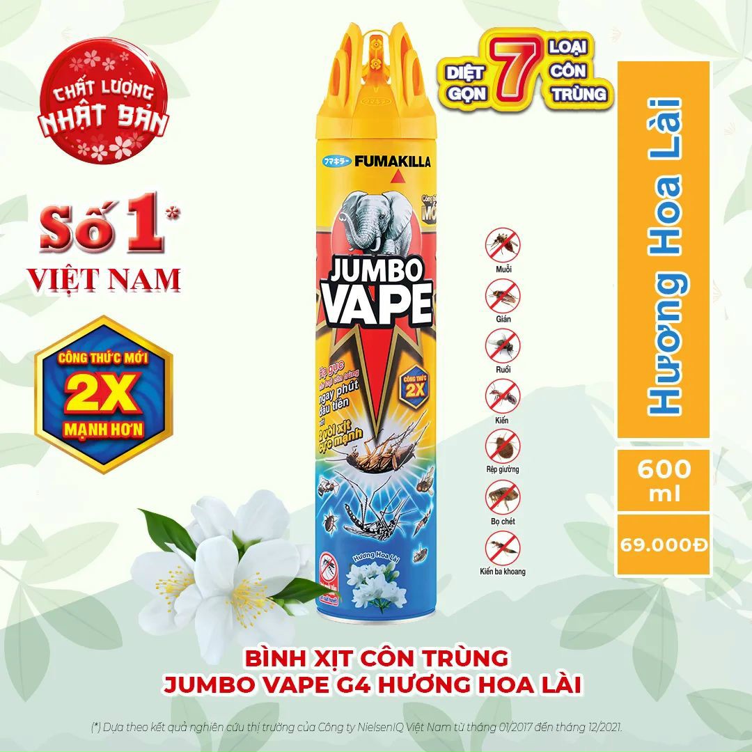 Bình xịt muỗi/côn trùng JUMBO VAPE 600ml