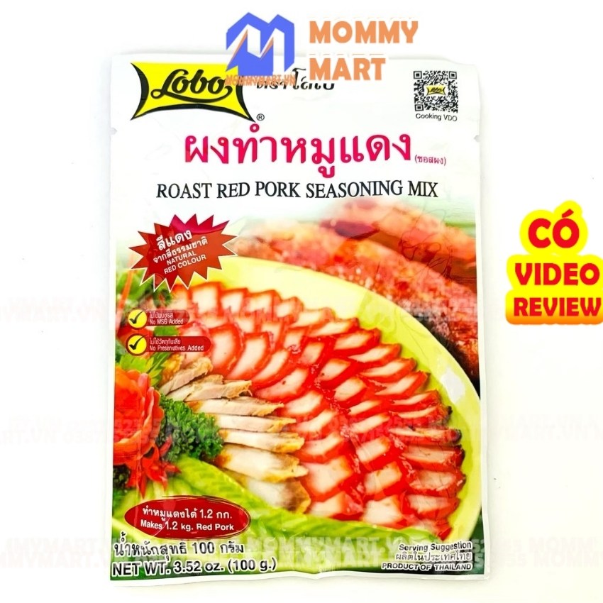 Bột Gia vị ướp thịt xá xíu Lobo Thái Lan gói 100g chế biến thịt thăn siêu