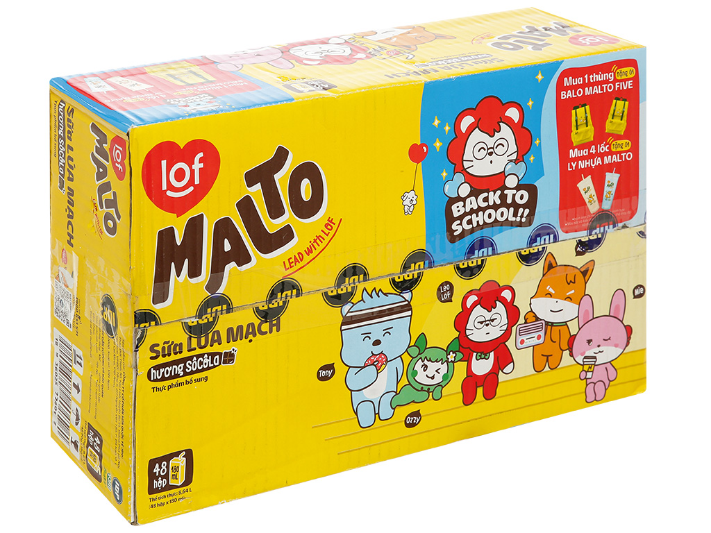 Thùng sữa Malto socola / socola bạc hà 48hộp x 180ml