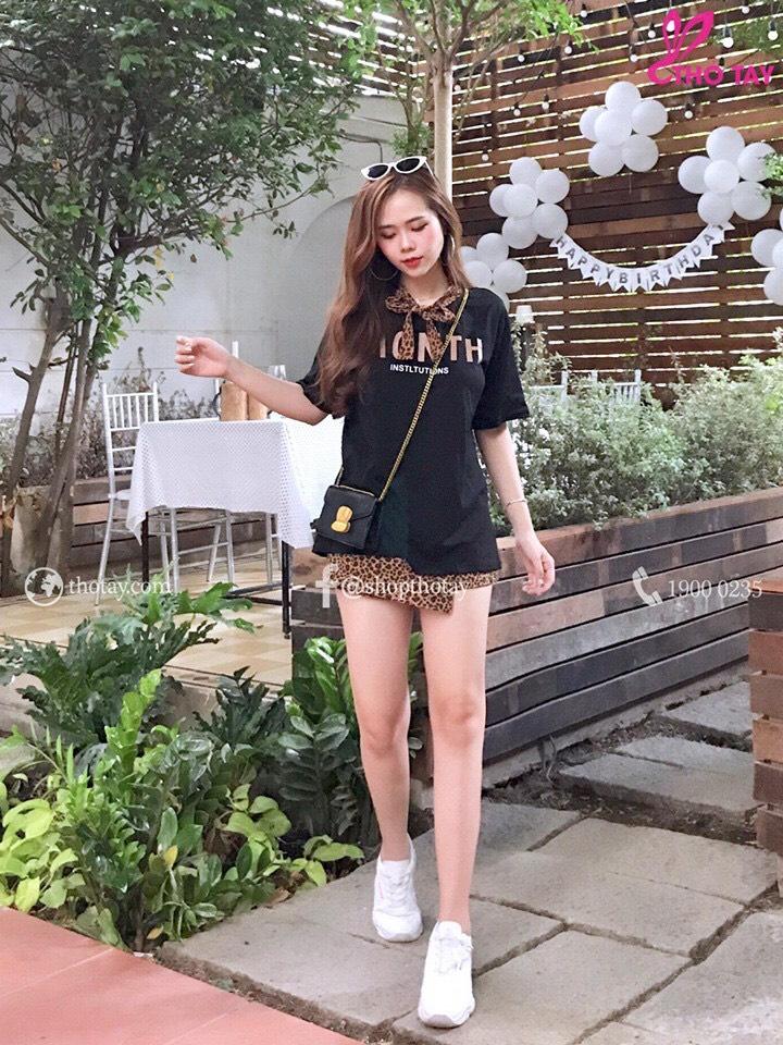 Sét bộ váy thắt nơ cát hàn-QH