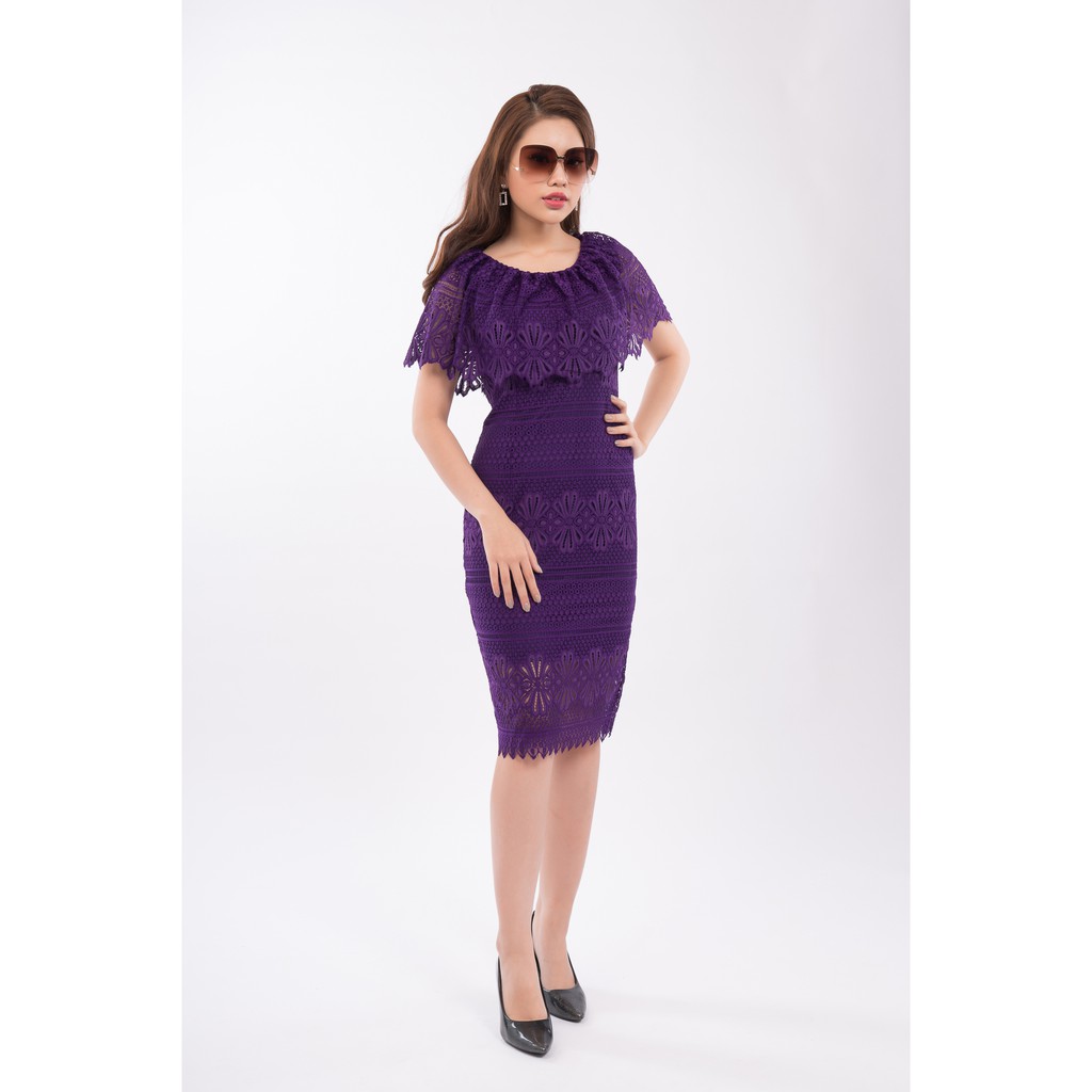 Zerasy - Đầm ren body cổ cách điệu