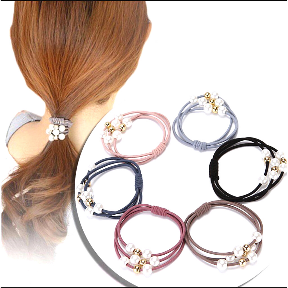 Combo 2 dây thun cột tóc đính ngọc trai