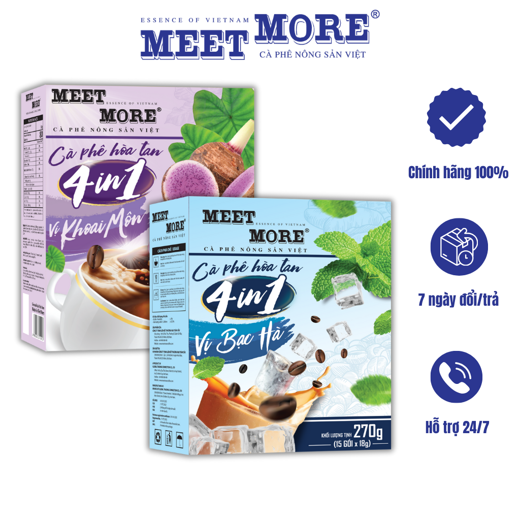 Combo 2 Hộp Cà Phê Bạc Hà Và Khoai Môn Meet More (15Gói/18Gram/Hộp)- Cà phê nông sản Việt
