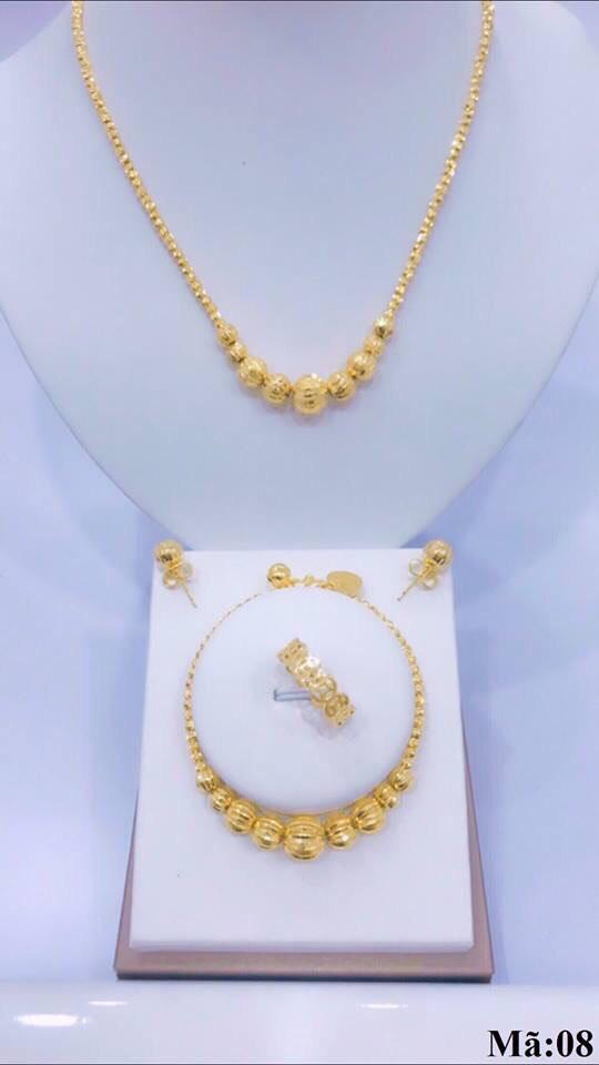 [HCM][ RẺ VÔ ĐỊCH ] Bộ trang sức vàng 18k bộ trang sức nữ bi châu tròn chạm hoa văn tinh tế sắc sảo thiết kế sang trọng thời trang Trang sức Gadoshop VB216091903 - dùng đi tiệc cực kì sang chảnh