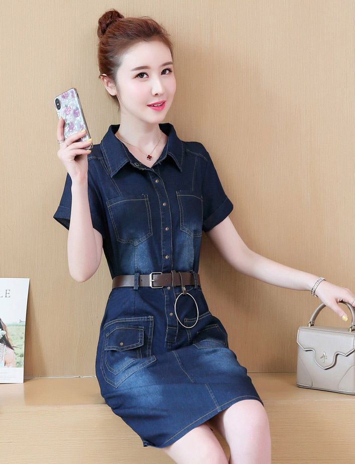 ĐẦM JEAN ÔM BODY CỔ SƠ MI D736