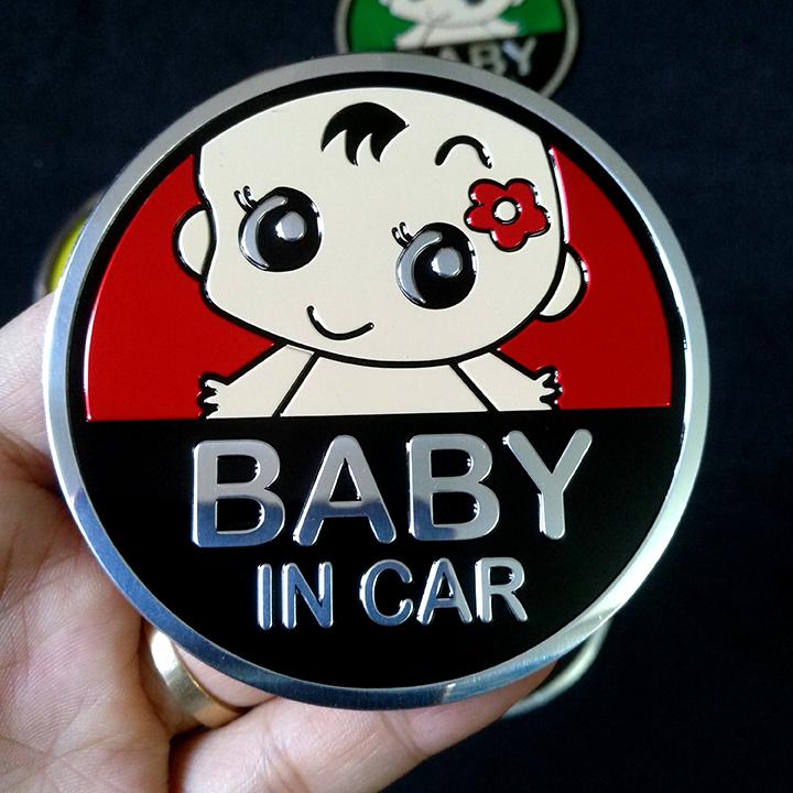 Logo kim loại dán BABY IN CAR