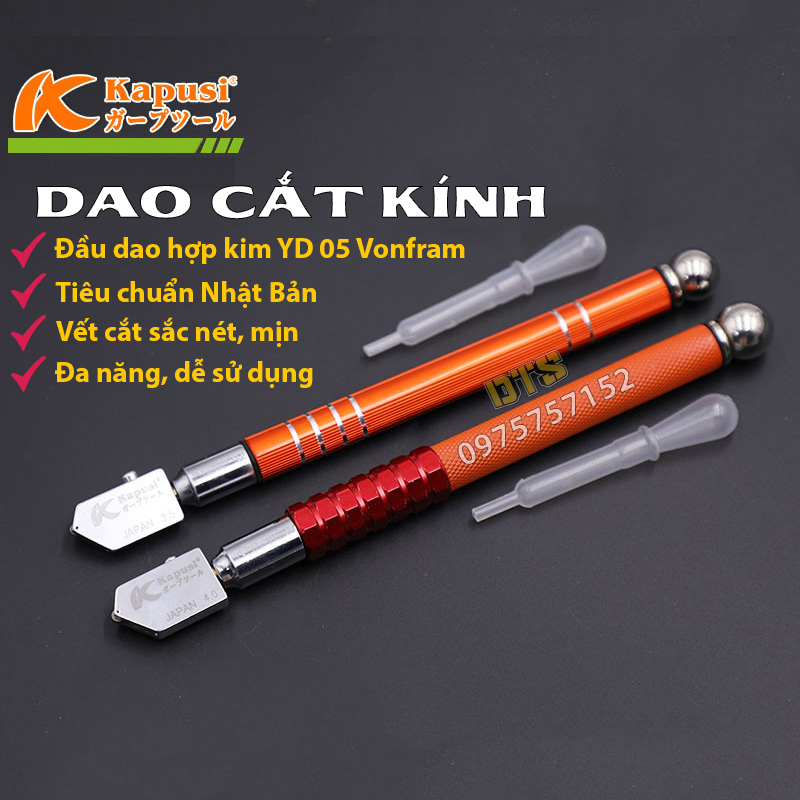 Dao cắt kính đa năng Nhật Kapusi JAPAN cán hợp kim cao cấp 2-19mm, bút cắt kiếng siêu sắc bén cấp dầu tự động, đầu dao xoay 360 độ, dao cắt kiếng chuyên nghiệp, dao cắt kính Nhật Bản, dao cắt thuỷ tinh, gạch men