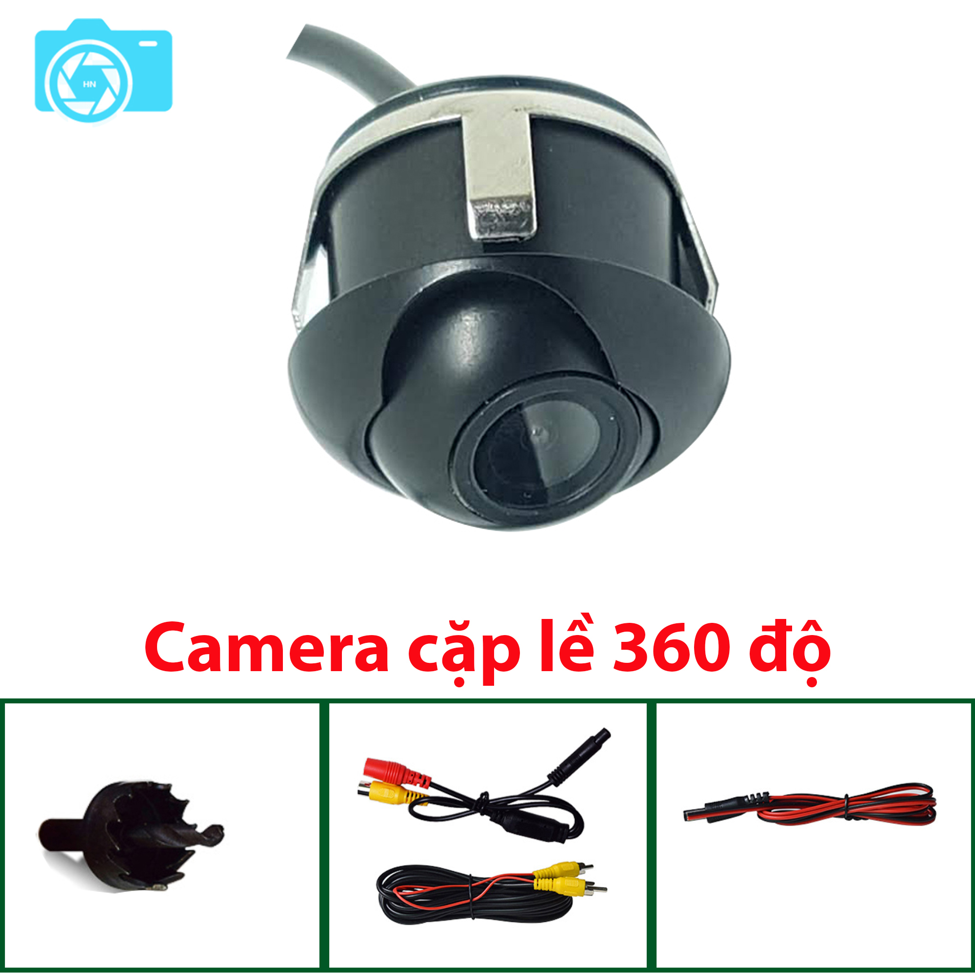 Camera cặp lề, camera căn lề ô tô, vỏ sắt, xoay 360 độ, mẫu mới