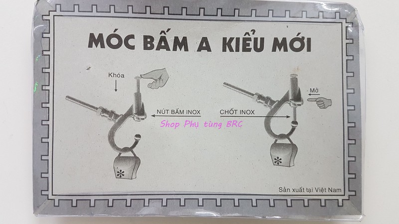 Móc bấm mạ CROM treo đồ xe máy loại 1 ( SL: 1 cặp móc bấm)