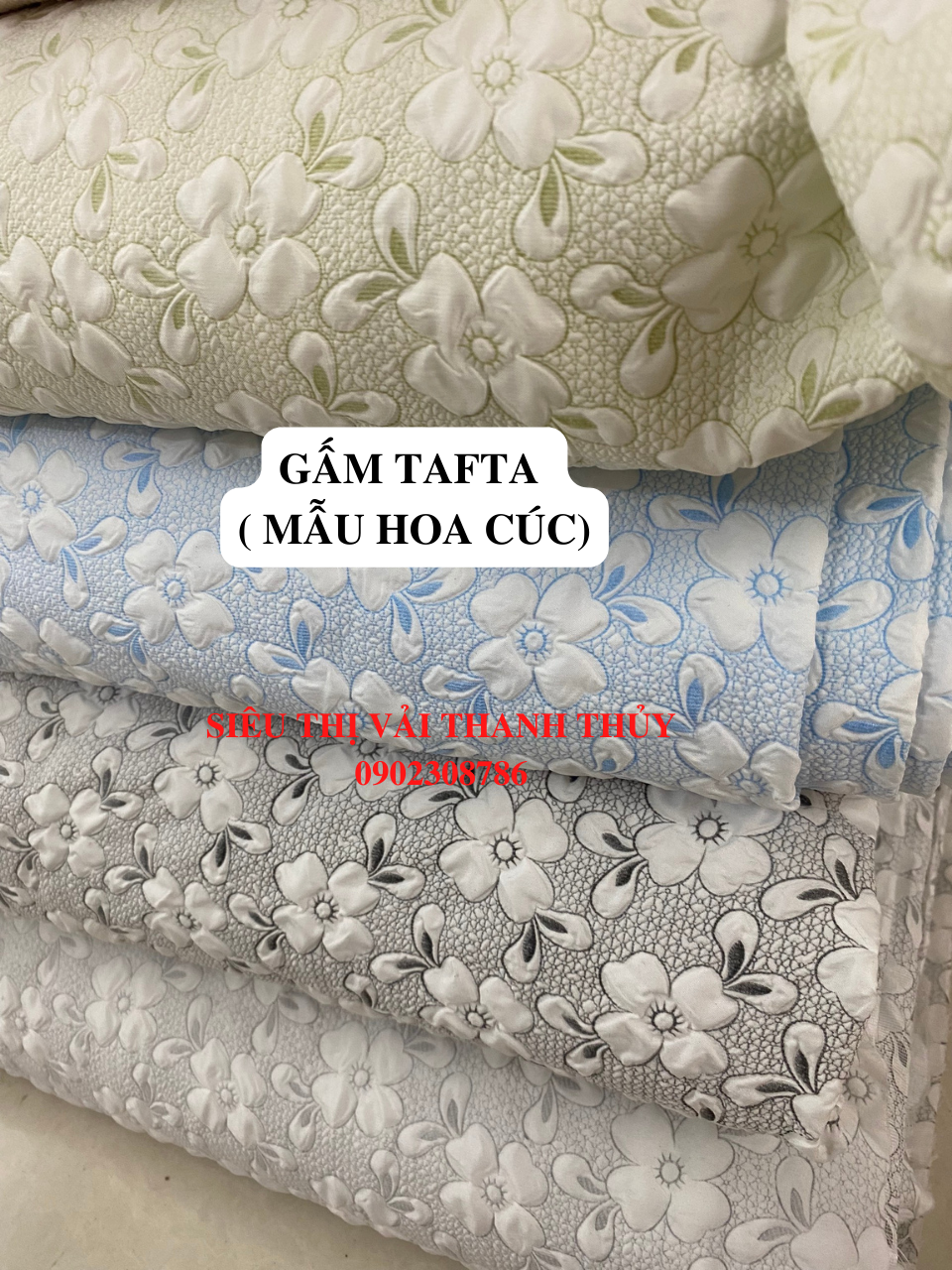 GẤM TAFTA 2 DA ( MẪU HOA CÚC)