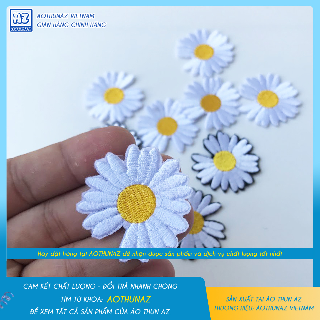 Phụ kiện thời trang - Sticker Patch ủi quần áo balo thêu logo hoa cúc độc