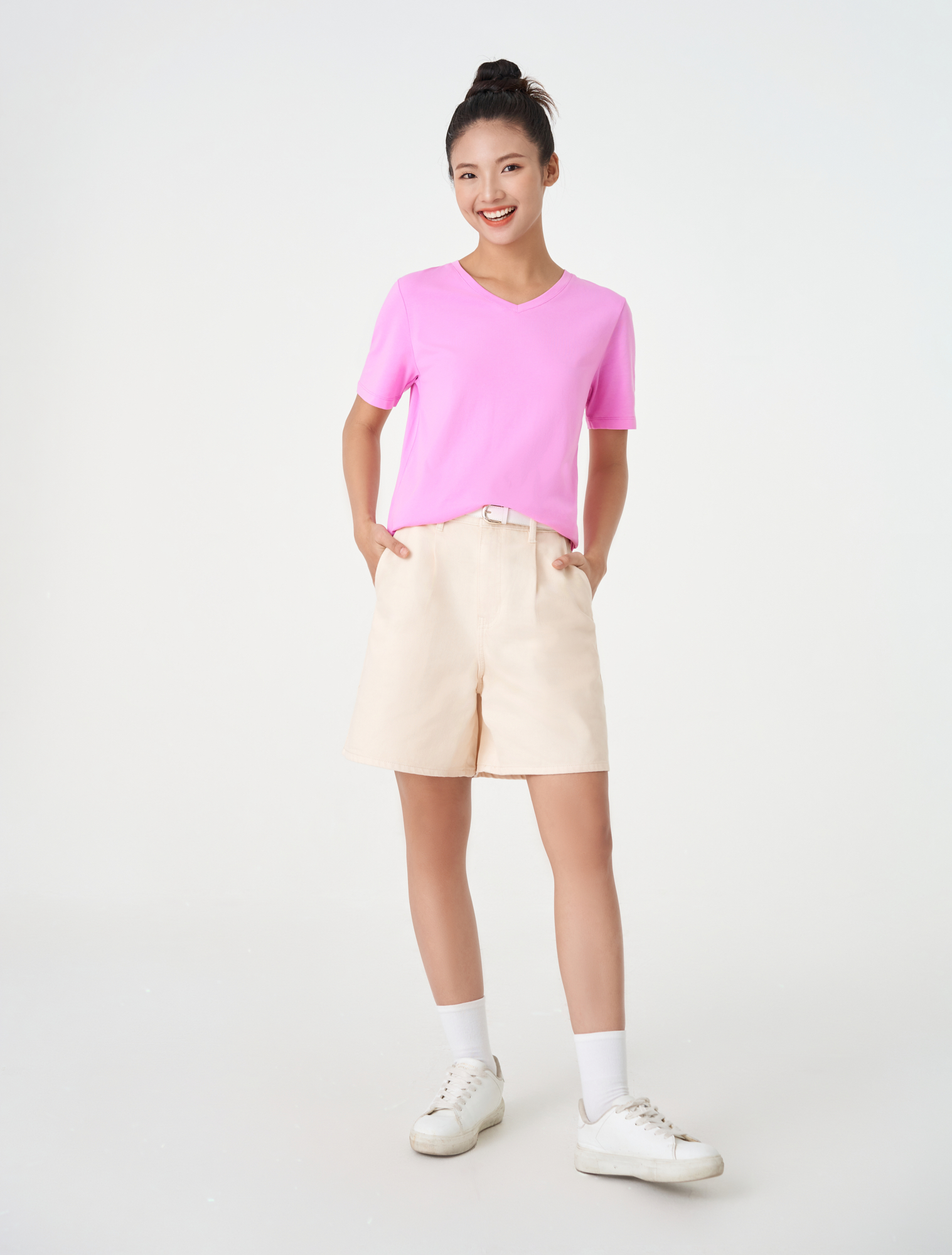 [25-29.4 VOUCHER TỚI 1 TRIỆU] Áo phông nữ CANIFA  cổ tim basic chất liệu cotton spandex 6TS23A008