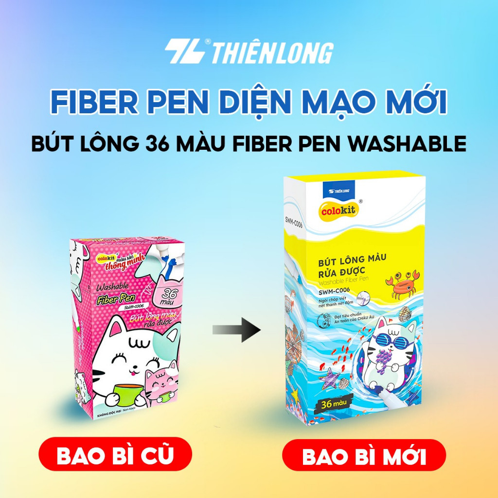 BÁN SỈ - Bộ 36 màu Fiber Pen Colokit có chức năng rửa được