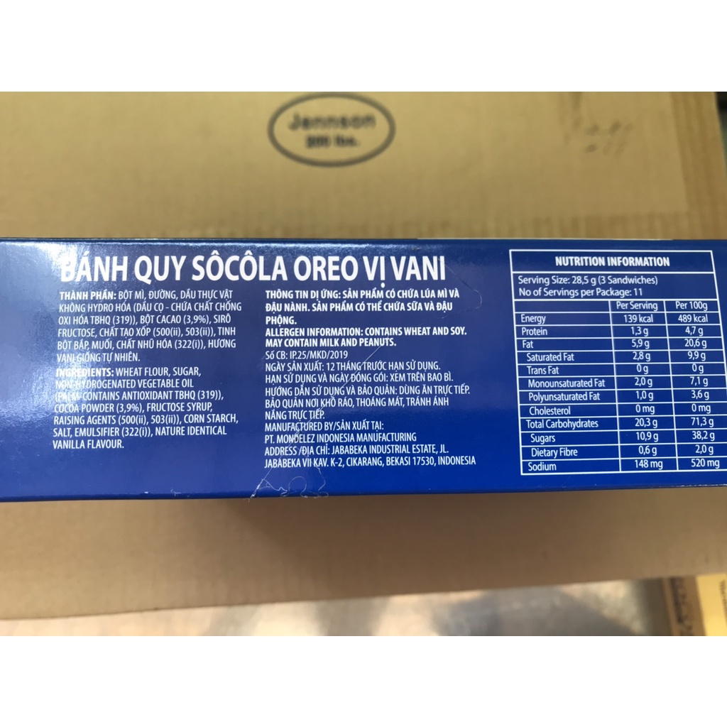 Bánh Quy Sôcôla Oreo Vị Vanilla (Hộp 303.6g)