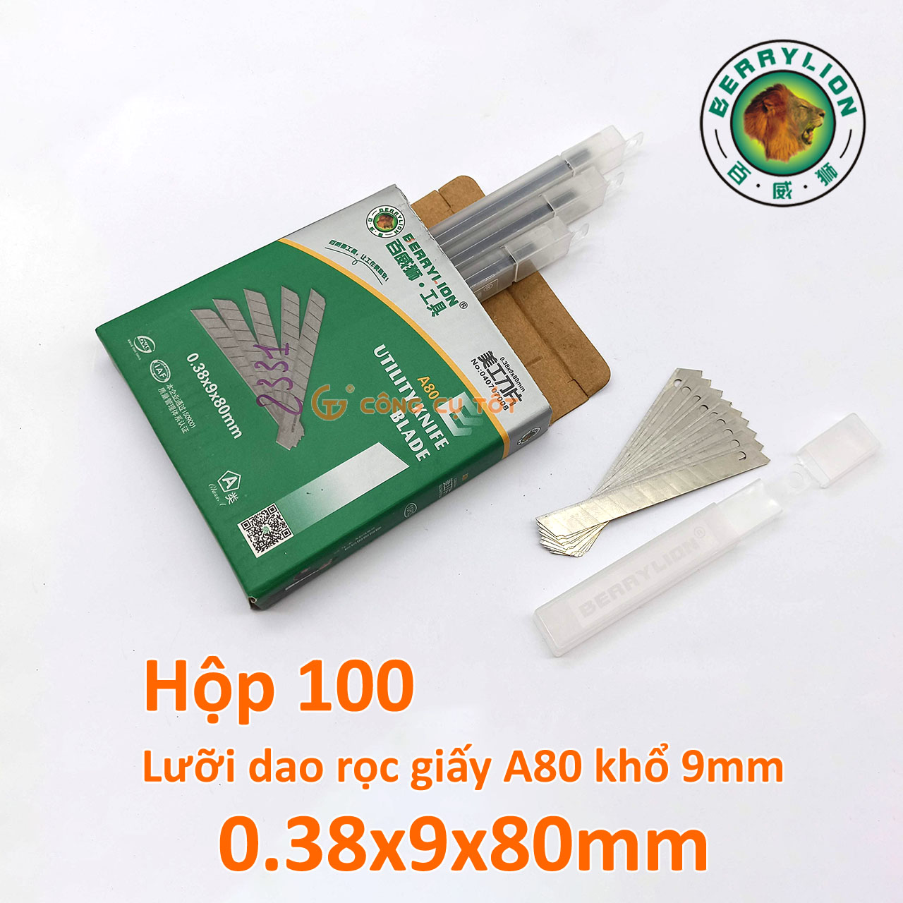 10 hộp - 100 lưỡi dao rọc giấy khổ nhỏ Berrylion A80