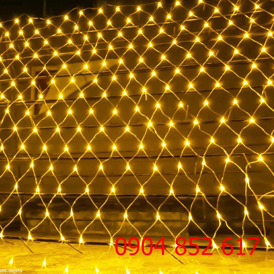Rèm đèn led trang trí ngoài trời dạng lưới cá 2x2m 3x3m có hộp chỉnh chế độ nháy chớp đứng yên nhiều màu