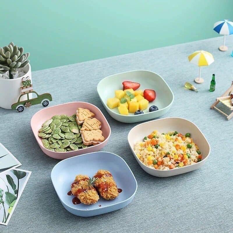 Set 8 Đĩa Vuông Lúa Mạch Màu Pastel