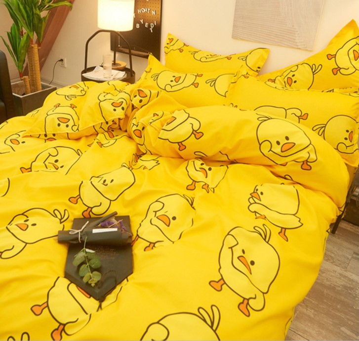 Bộ ga và 2 vỏ gối Cotton Poly Mẫu ĐÀO CAM