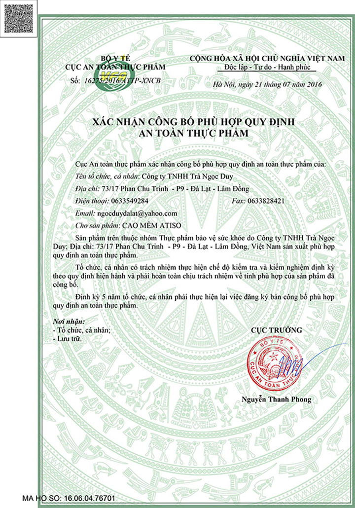 Cao Atiso Mềm ngọt hủ 200gr -Ngọc Duy