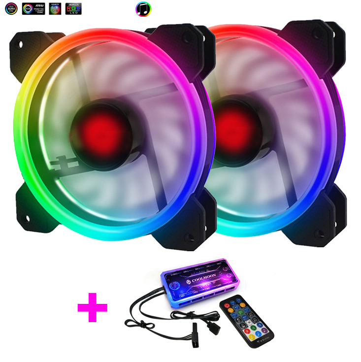 Bộ 2 Quạt Tản Nhiệt, Fan Case Coolmoon Ver 2 Led RGB Dual Ring