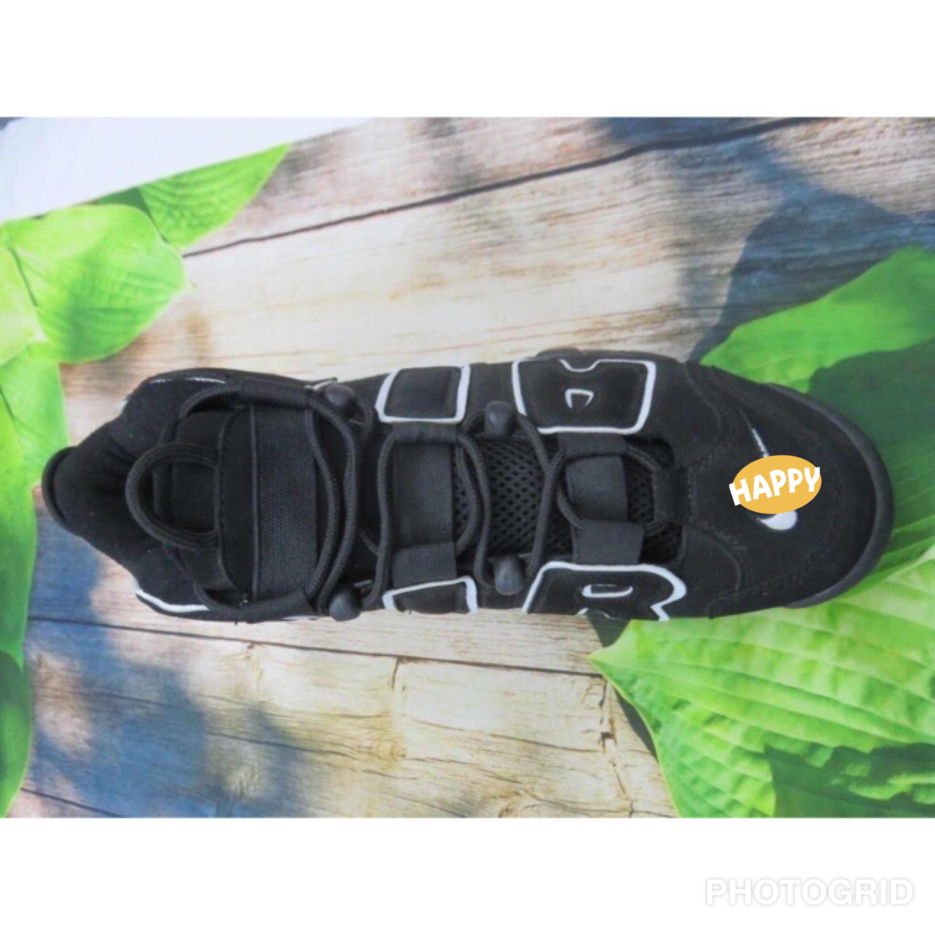 giầy thế thao sneaker uptempo đen viền trắng nữ 2020
