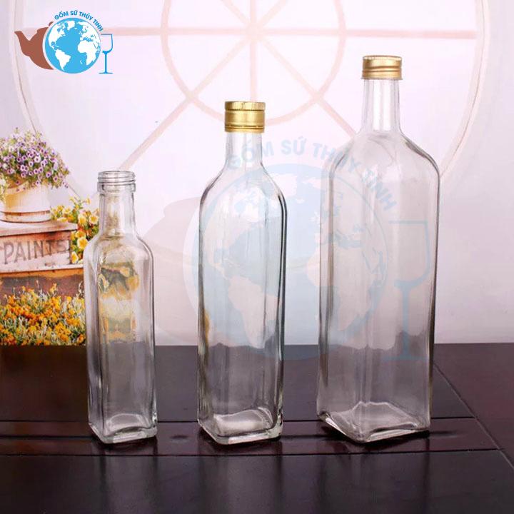 [HCM]Chai thủy tinh 1 lít nắp nhôm đựng dung dịch lỏng