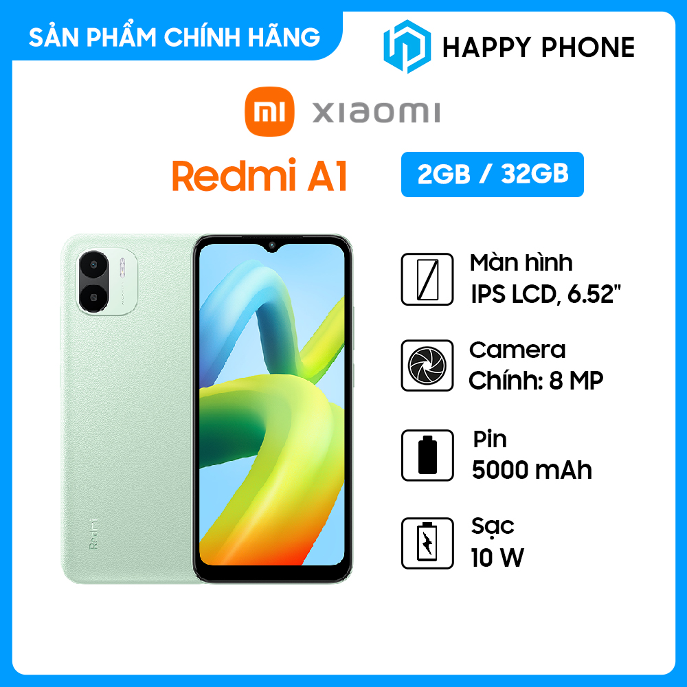 Điện thoại Xiaomi Redmi A1 (2GB/32GB) - Hàng Chính Hãng, Mới 100%, Nguyên Seal | Bảo hành 18 tháng