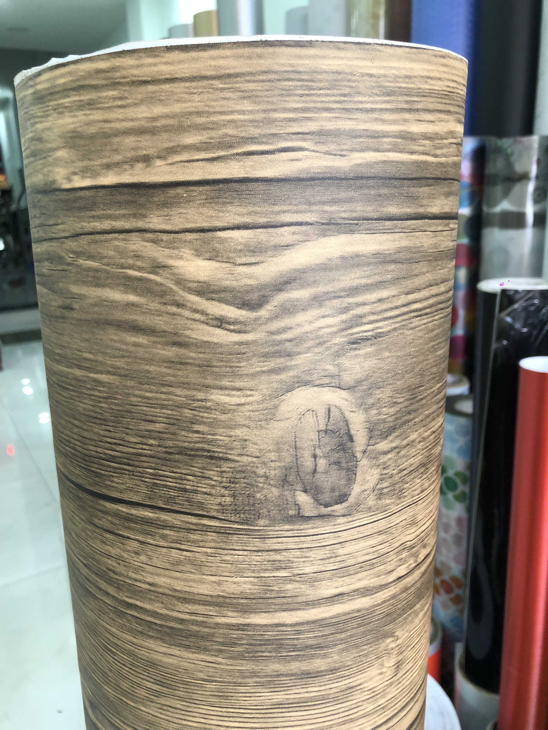 Decal dán tường dán tủ giả vân gỗ (vân mắt) khổ 60cm x 5m