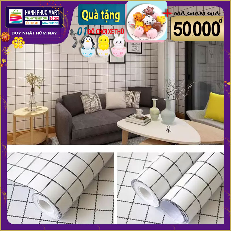 [HCM]Giấy dán tường kẻ ô phong cách sang trọng Hàn Quốc Khổ 5M HPMWallpaper. Độ bền cao keo bám chắc tuổi thọ giấy lâu.