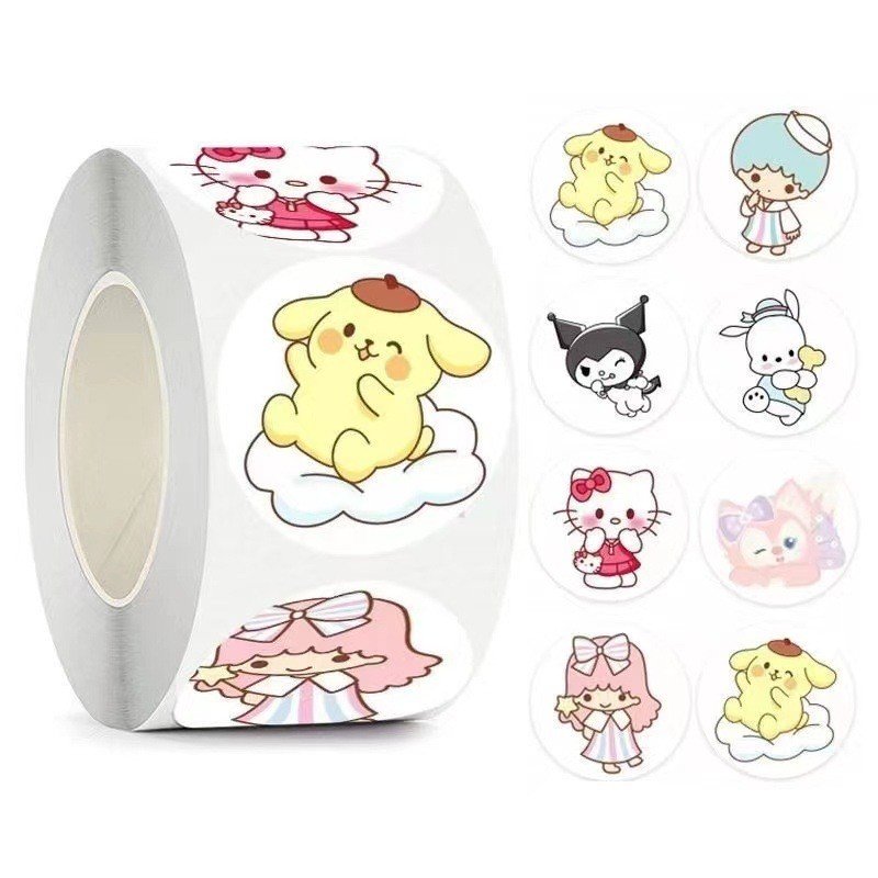 Cuộn 500 tem Sticker Sanrio dễ thương - 2.5cm