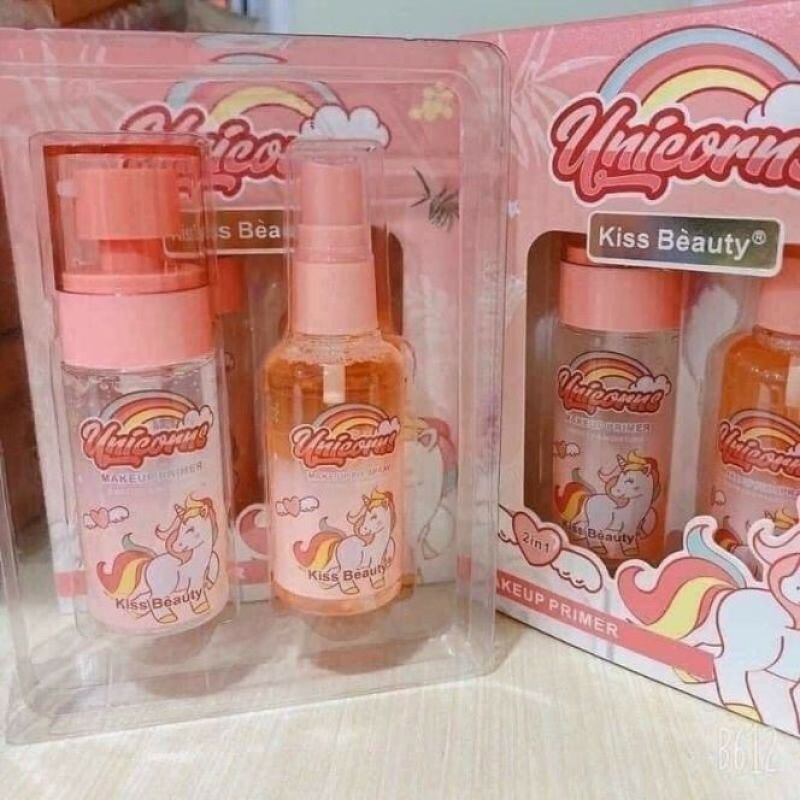set 2 món xịt khóa nền và kem lót trang điểm KISS BEAUTY giá rẻ