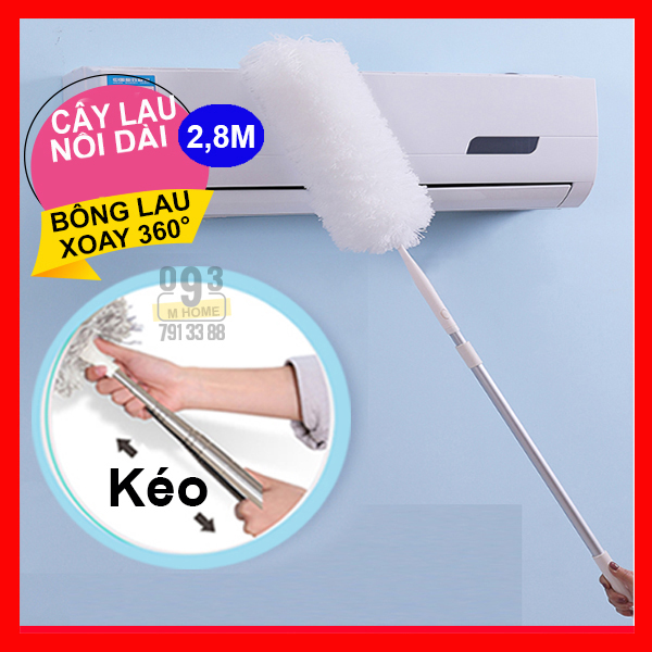 Combo Cây Quét Nhà Gậy Lau Nhà Dài 2.8 mét Gồm 1 Bông Lau 360